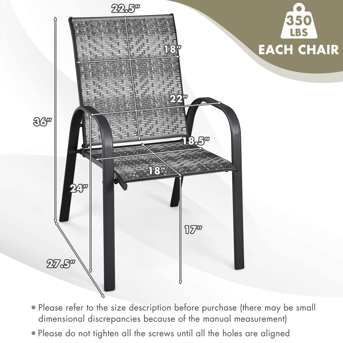 Stackable PE Wicker Patio Arm Chairs Set of 6 O18340