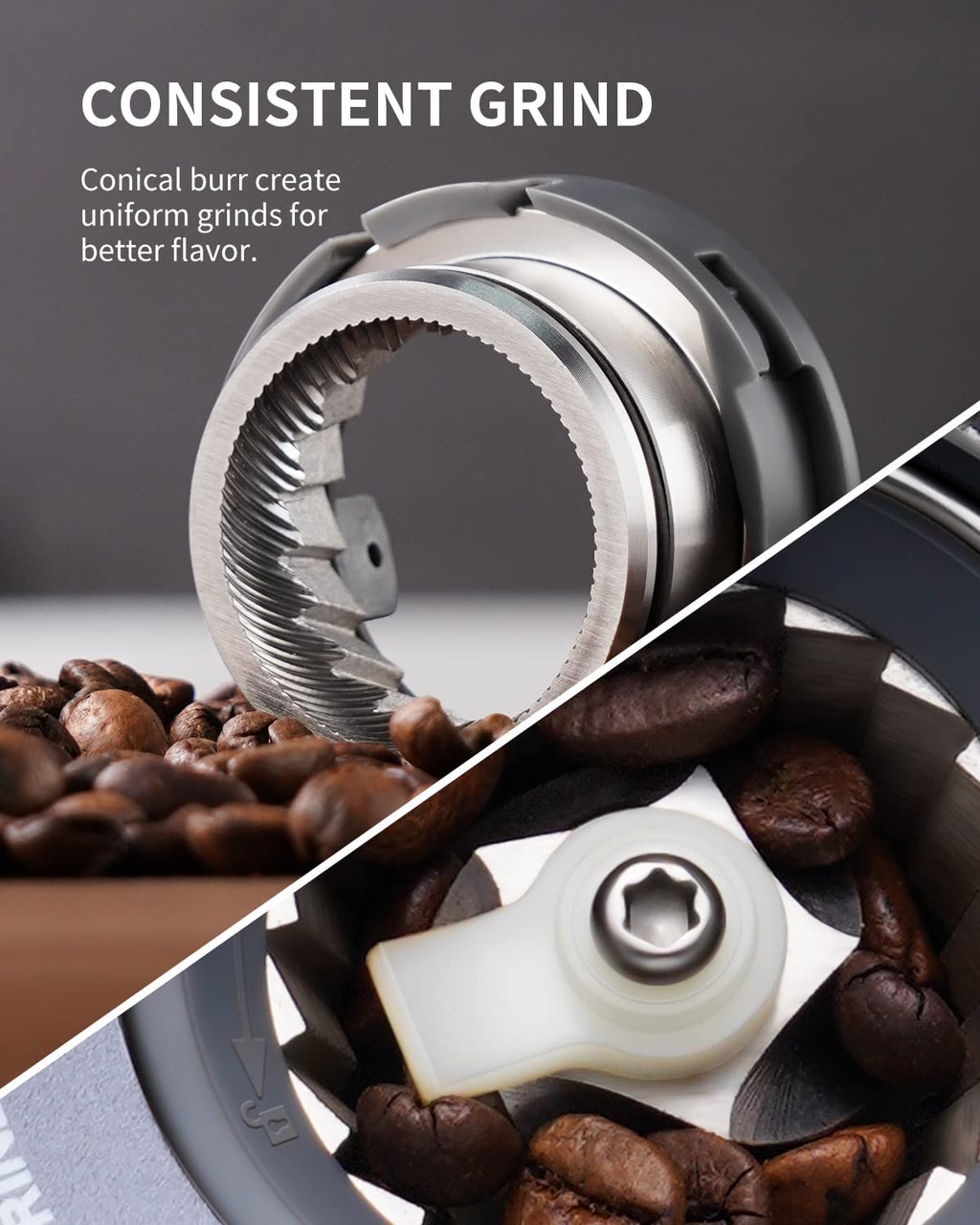 Electric Conical Burr Coffee Grinder with Timer H764