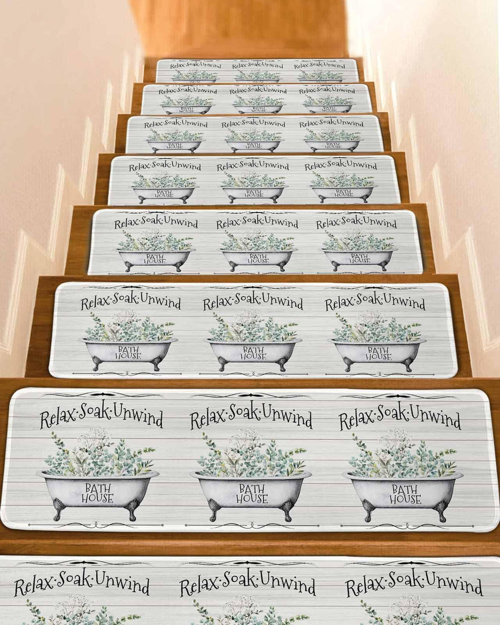Eucalyptus Leaves 15 Pack Non Slip Stair Treads 8x30 inch H178507