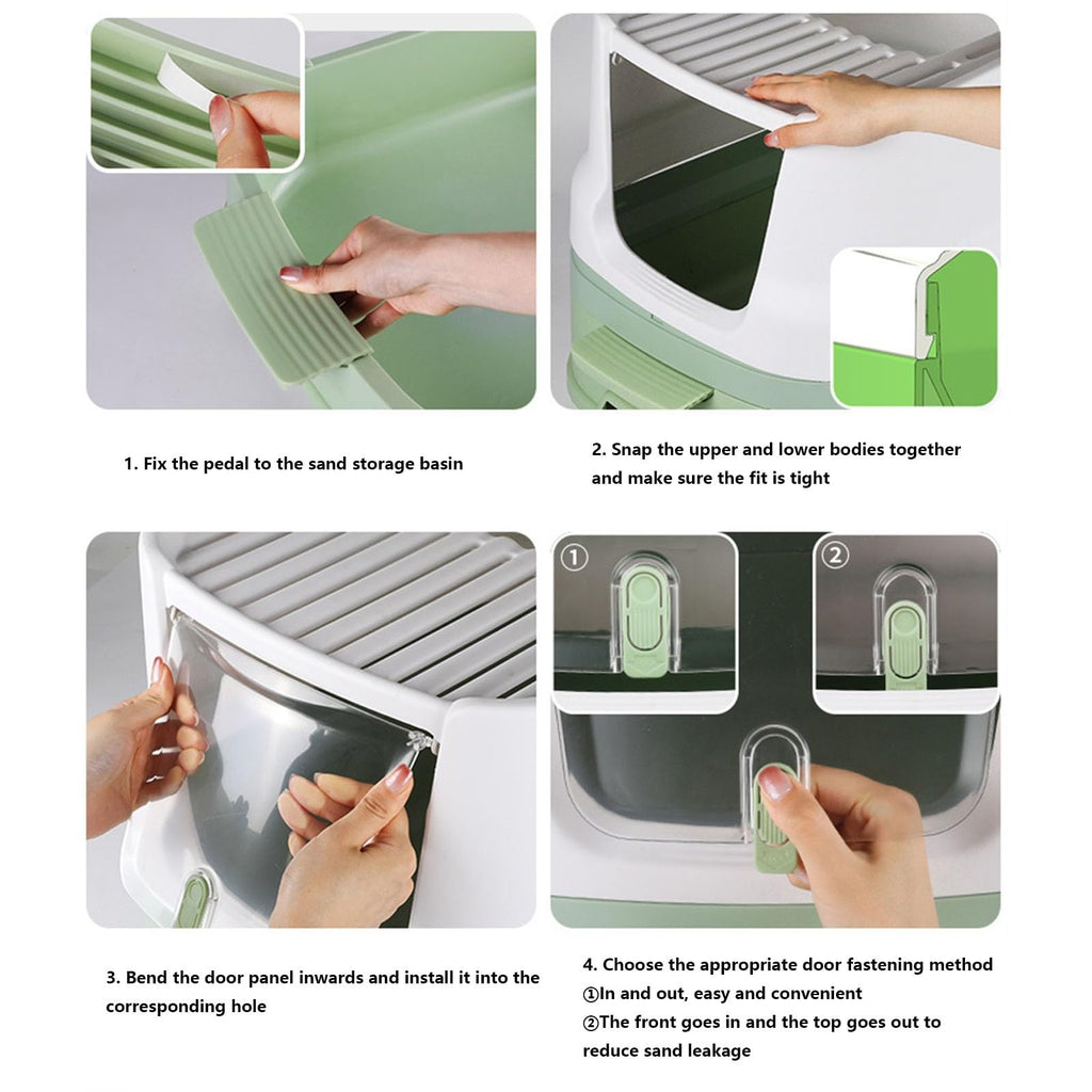 Cat Litter Box with Lid, Top Entry with Scoop, Enclosed Plastic with Drawer B2161