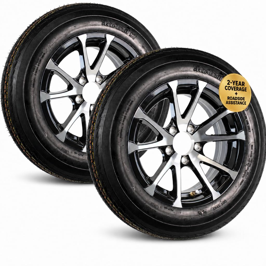 2 Pack Trailer Tire Rim Assembly Black C18235