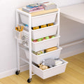 Rolling Storage Cart with 5 Plastic Drawers and Wooden Tabletop E919