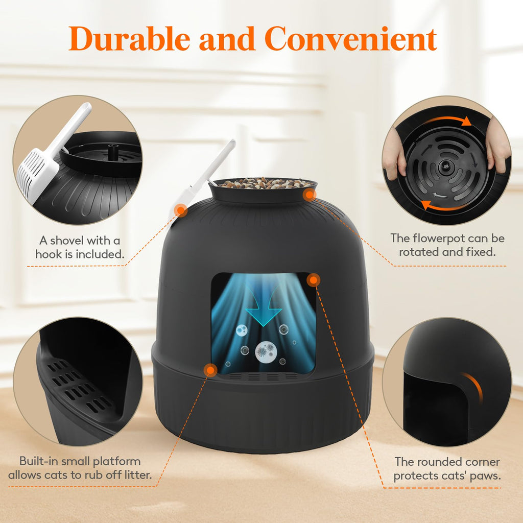 Black Cat Litter Box with Scoop W4320