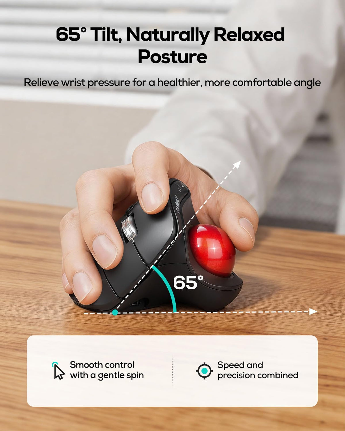 Wireless Ergonomic Vertical Trackball Mouse T743283