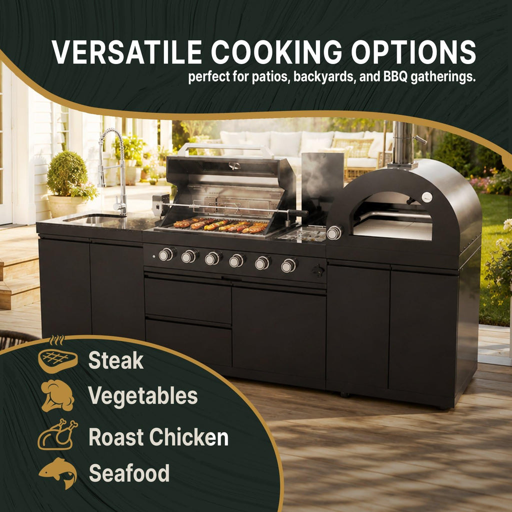 106" Propane BBQ Grill with Pizza Oven A670412