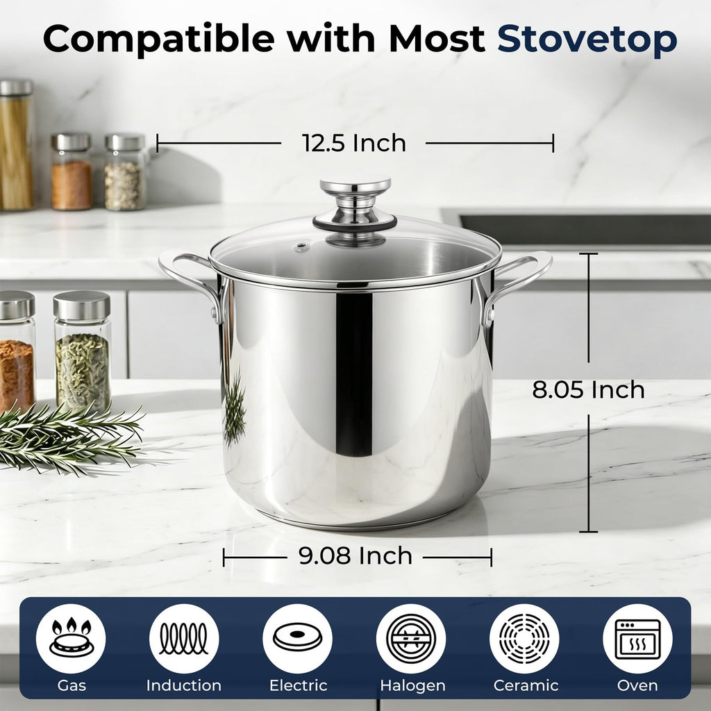 8QT Stainless Steel Stock Pot with Lid S7769