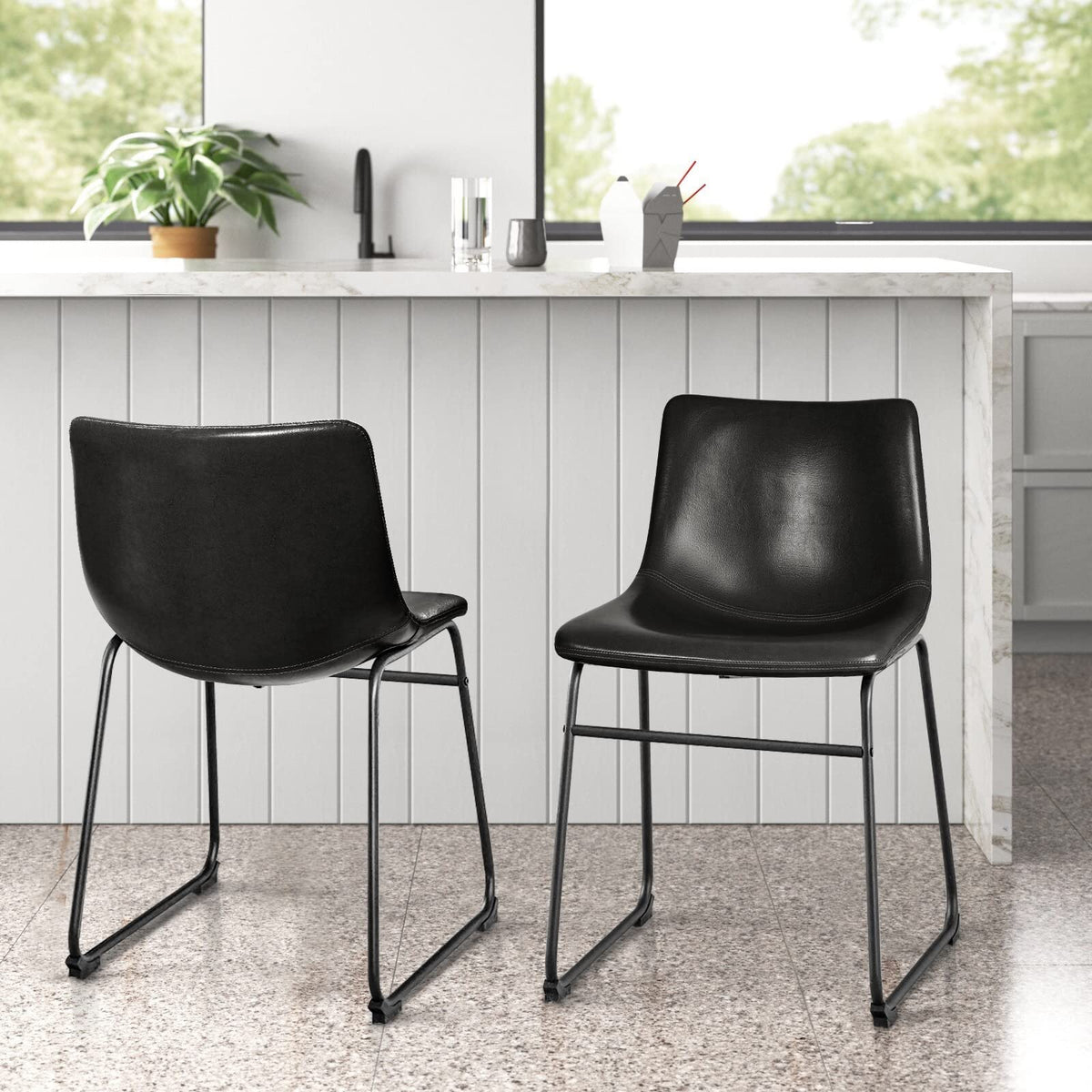 Faux Leather Bar Stools Set of 2 P578