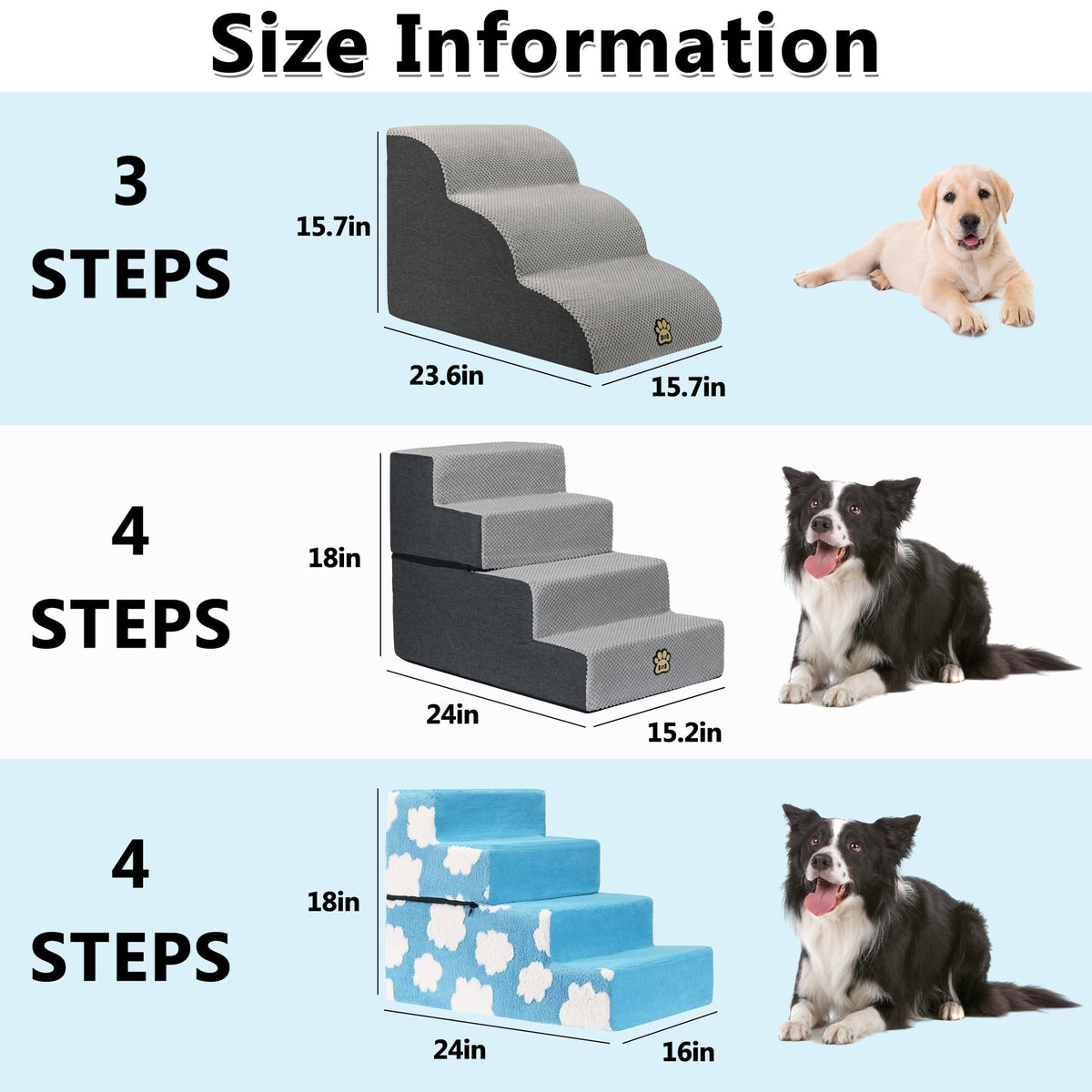 4-Step Foam Dog Stairs, 18-Inch, Gray D90851