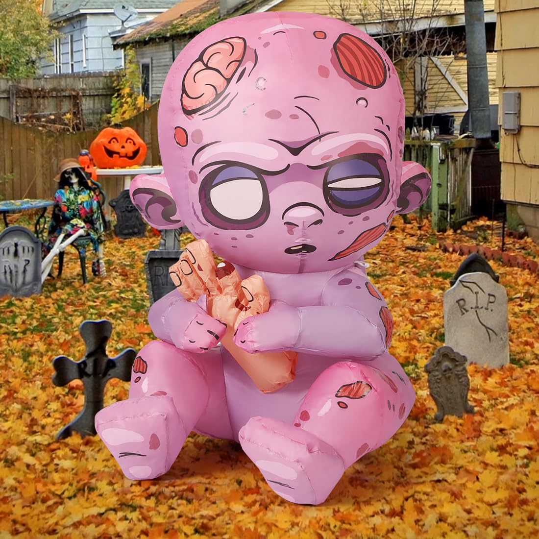 3 FT Halloween Inflatables Zombie with Built-in LEDs N1081
