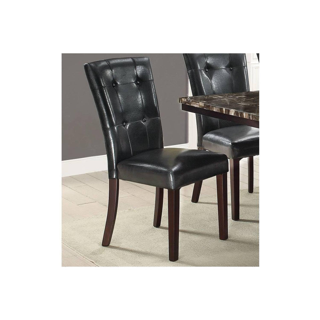 Black Faux Leather Tufted Parson Chairs Set of 2 H992