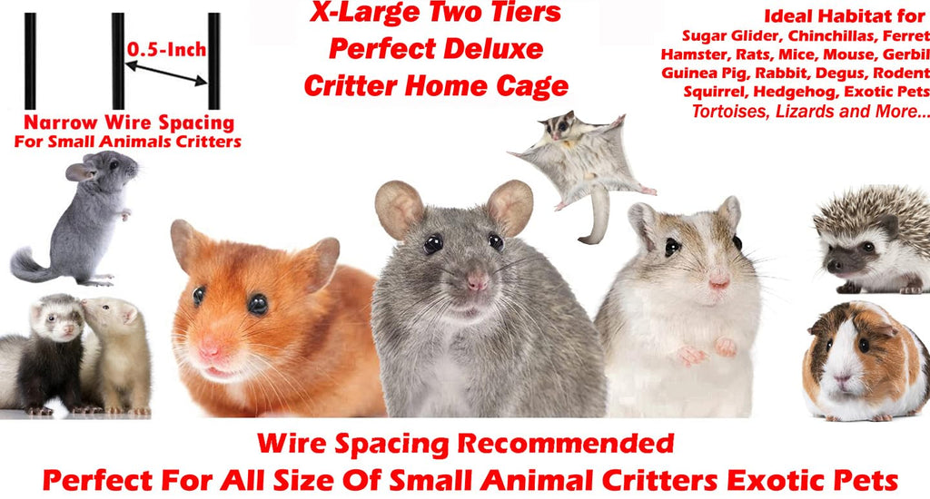 X-Large 4-Tiers Two Full Story Double Unit Critter Home On Wheels P897