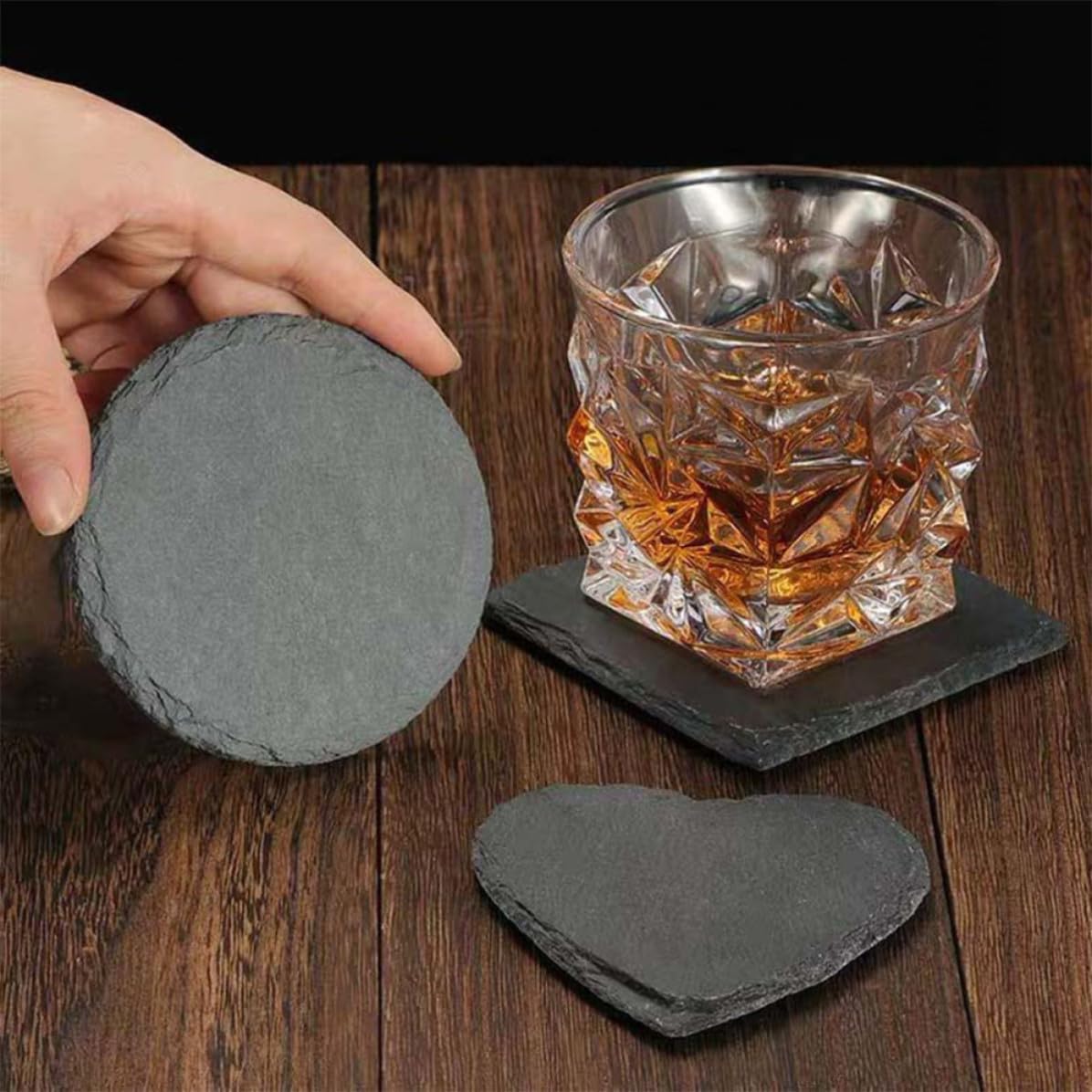 Black Natural Stone Coasters V690758