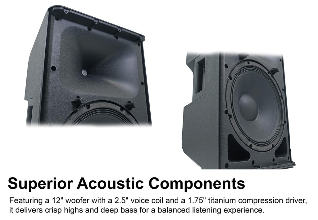 12" Active Powered Speaker with 2-Channel Mixer, 2-Pack H8185