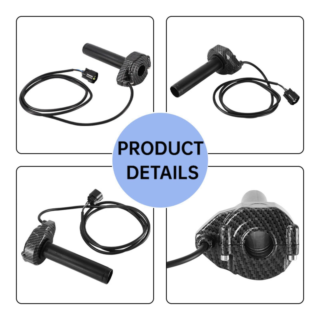 Electric Dirt Bike Twist Throttle Metal Housing Ribbed Grip 3 Pin Sealed Connector T2946