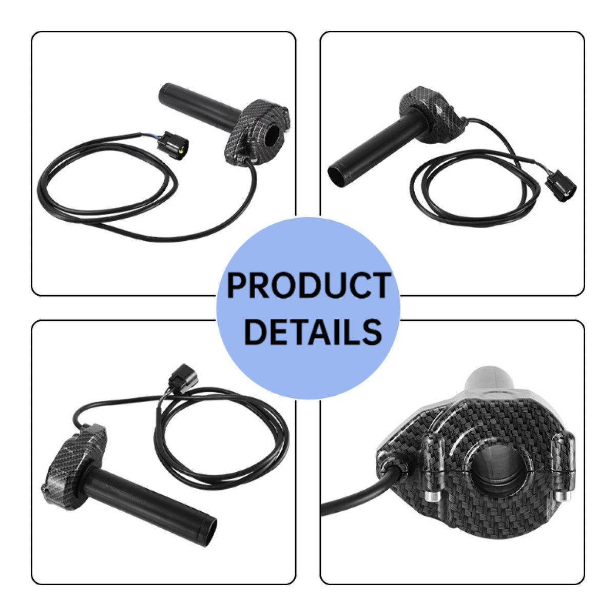 Electric Dirt Bike Twist Throttle Metal Housing Ribbed Grip 3 Pin Sealed Connector T2946