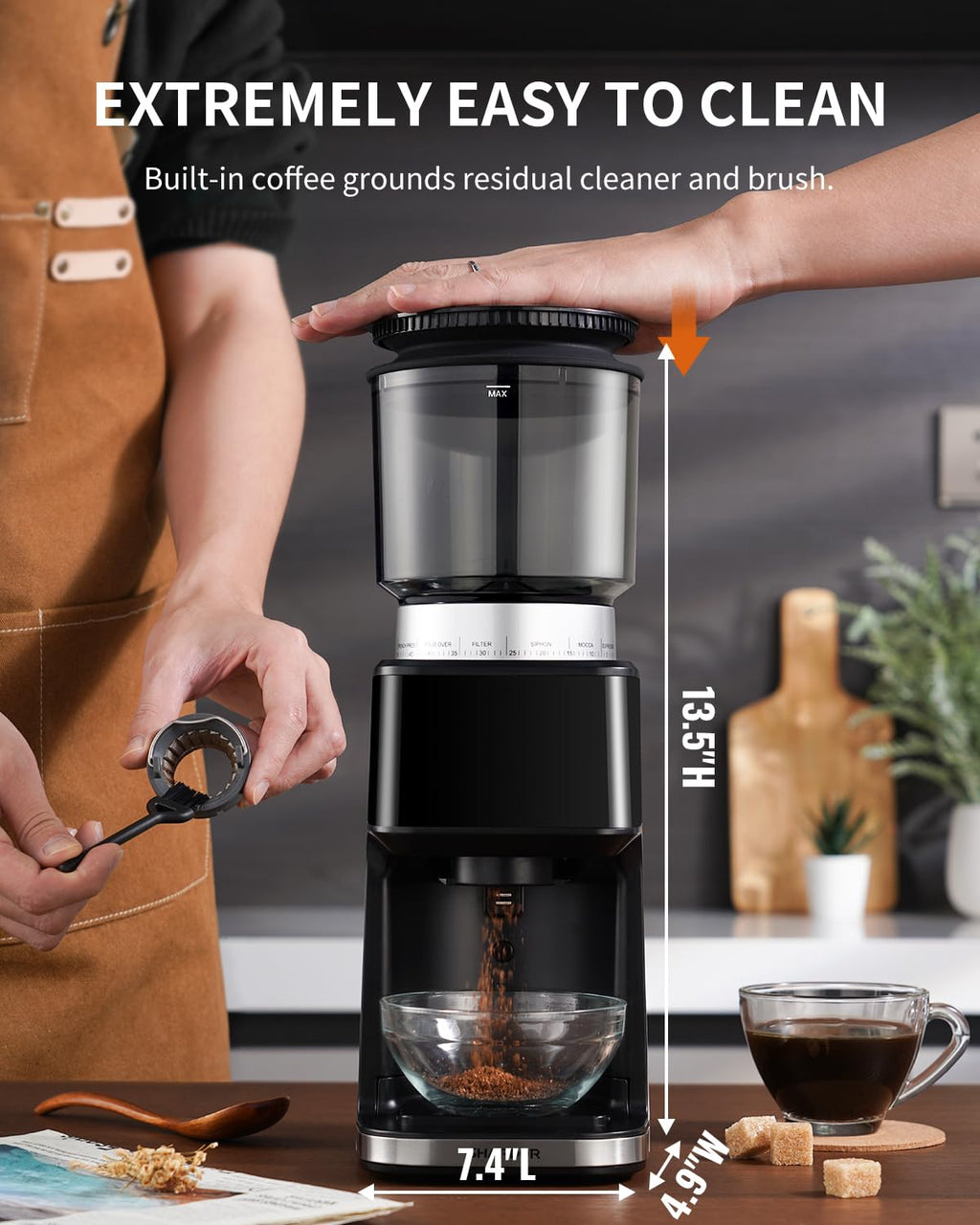 Electric Conical Burr Coffee Grinder with Timer H764