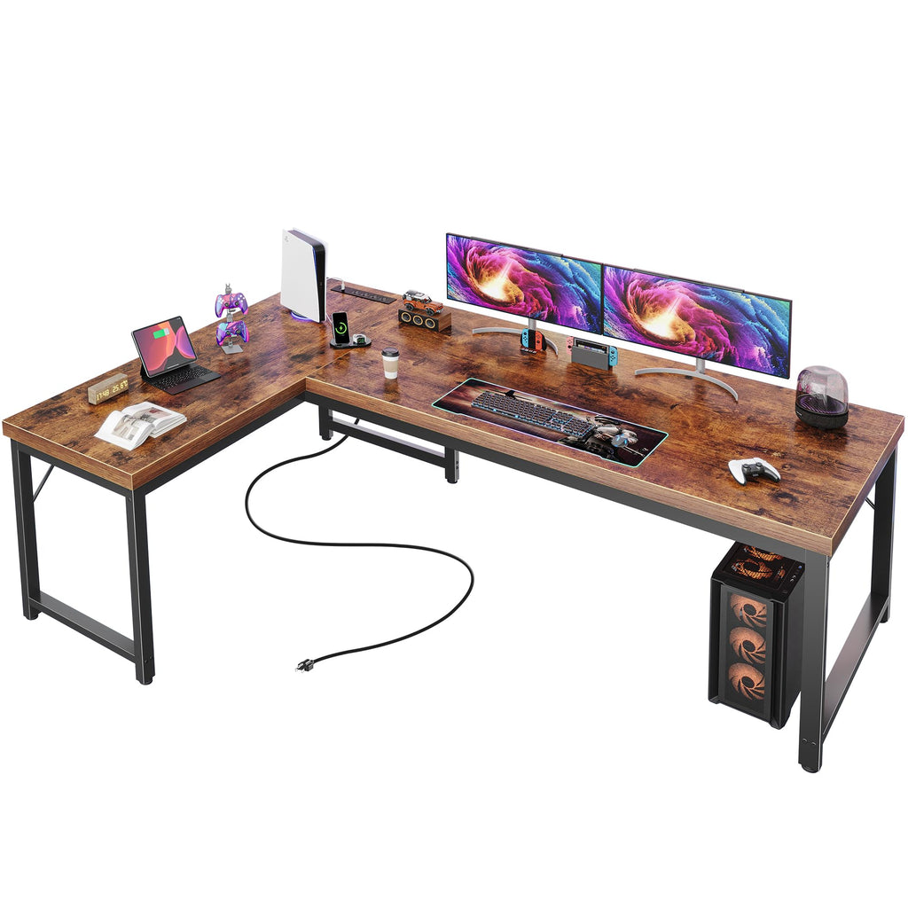 63 Inch L Shaped Desk with Power Outlets A177