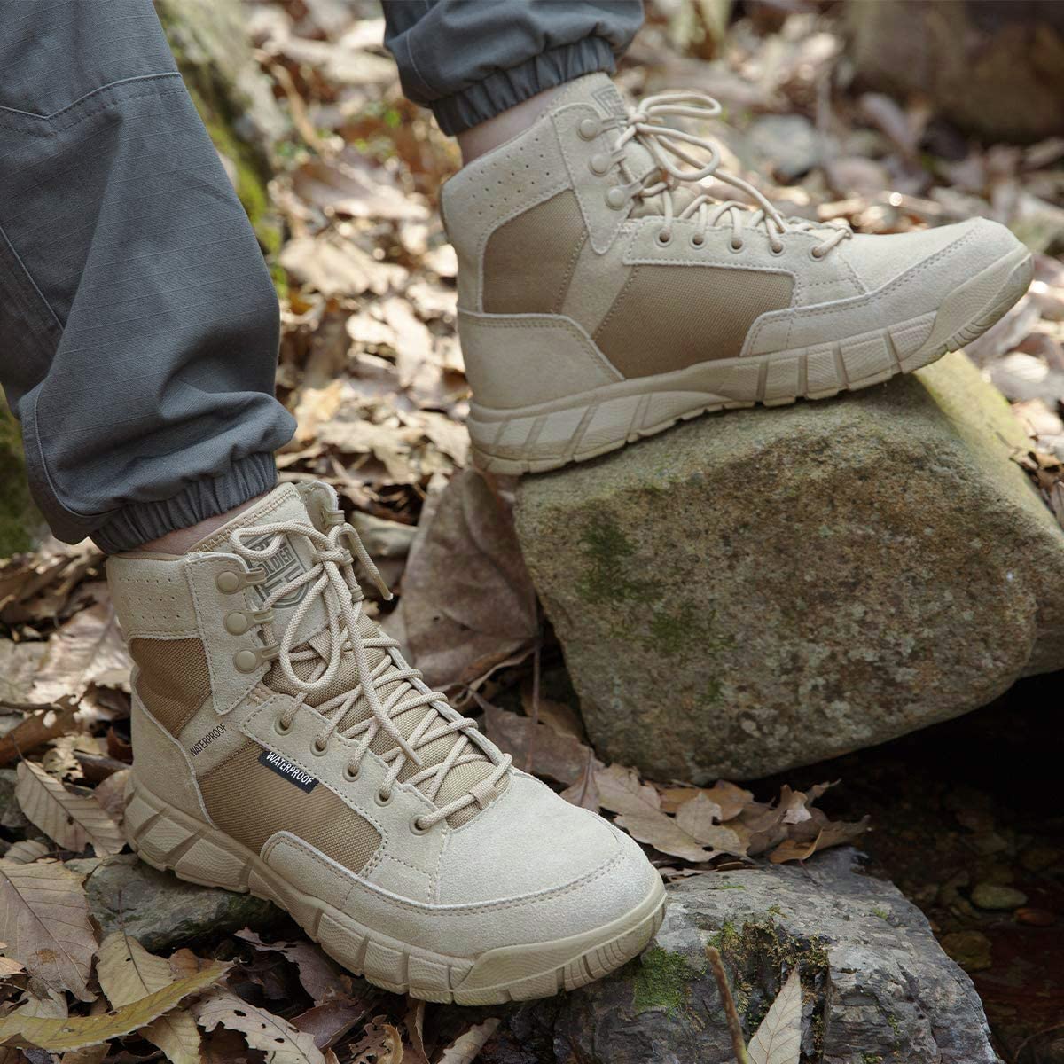 Men's 6 Inches Lightweight Waterproof Suede Leather Work Boots Q242716