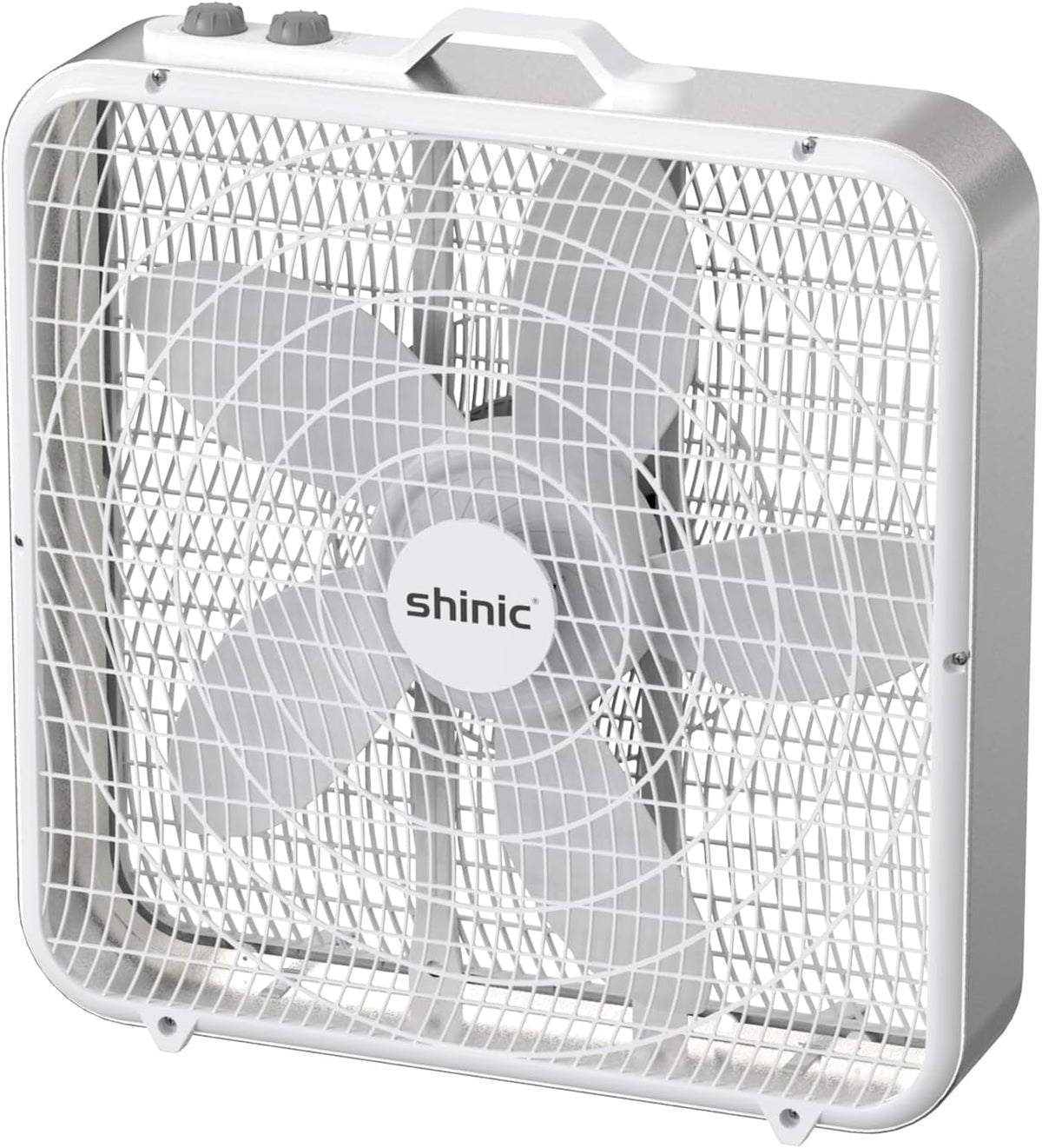 20” Box Fan with Thermostat, 3-Speed Portable Floor Fan, White O7271