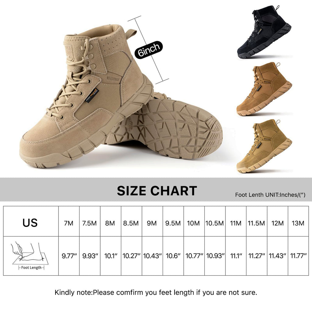 Men's 6 Inches Lightweight Waterproof Suede Leather Work Boots Q242716
