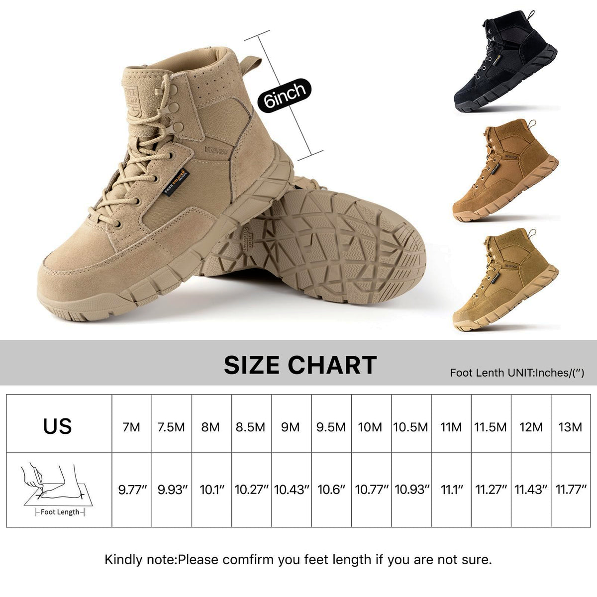 Men's 6 Inches Lightweight Waterproof Suede Leather Work Boots Q242716