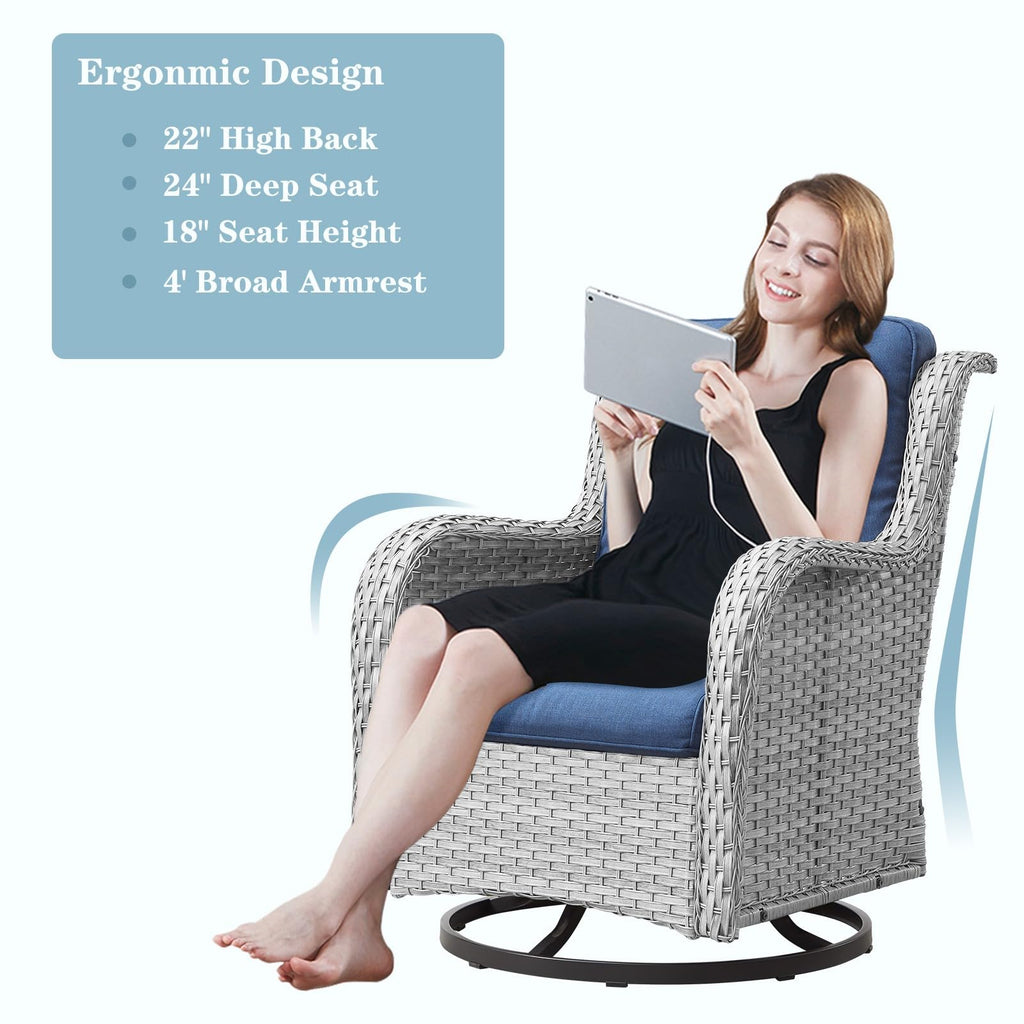 8 Piece Wicker Patio Furniture Set with Swivel Rocker Chairs and Coffee Table N9035