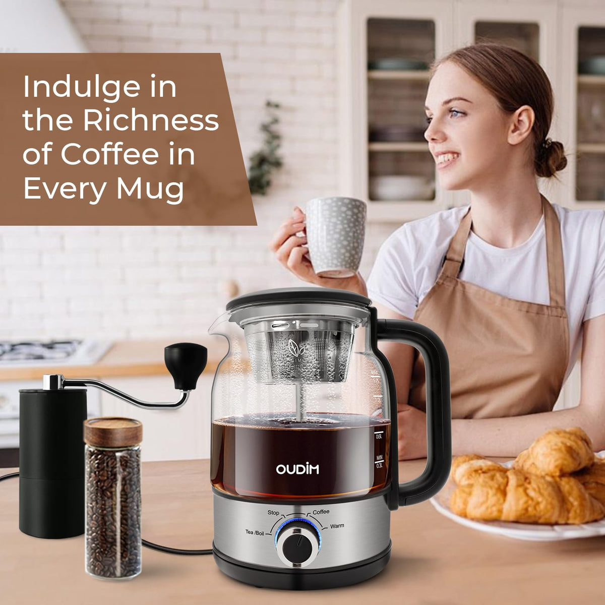 1.2L Glass Stainless Steel Drip Coffee Maker E176993