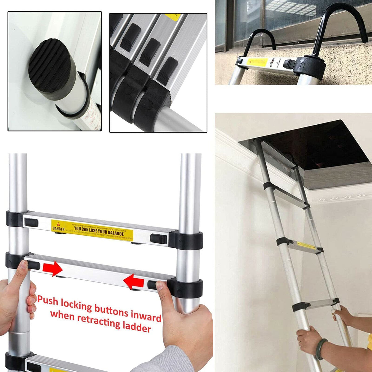 Telescoping Aluminum Ladder 330 Lb Capacity G34551
