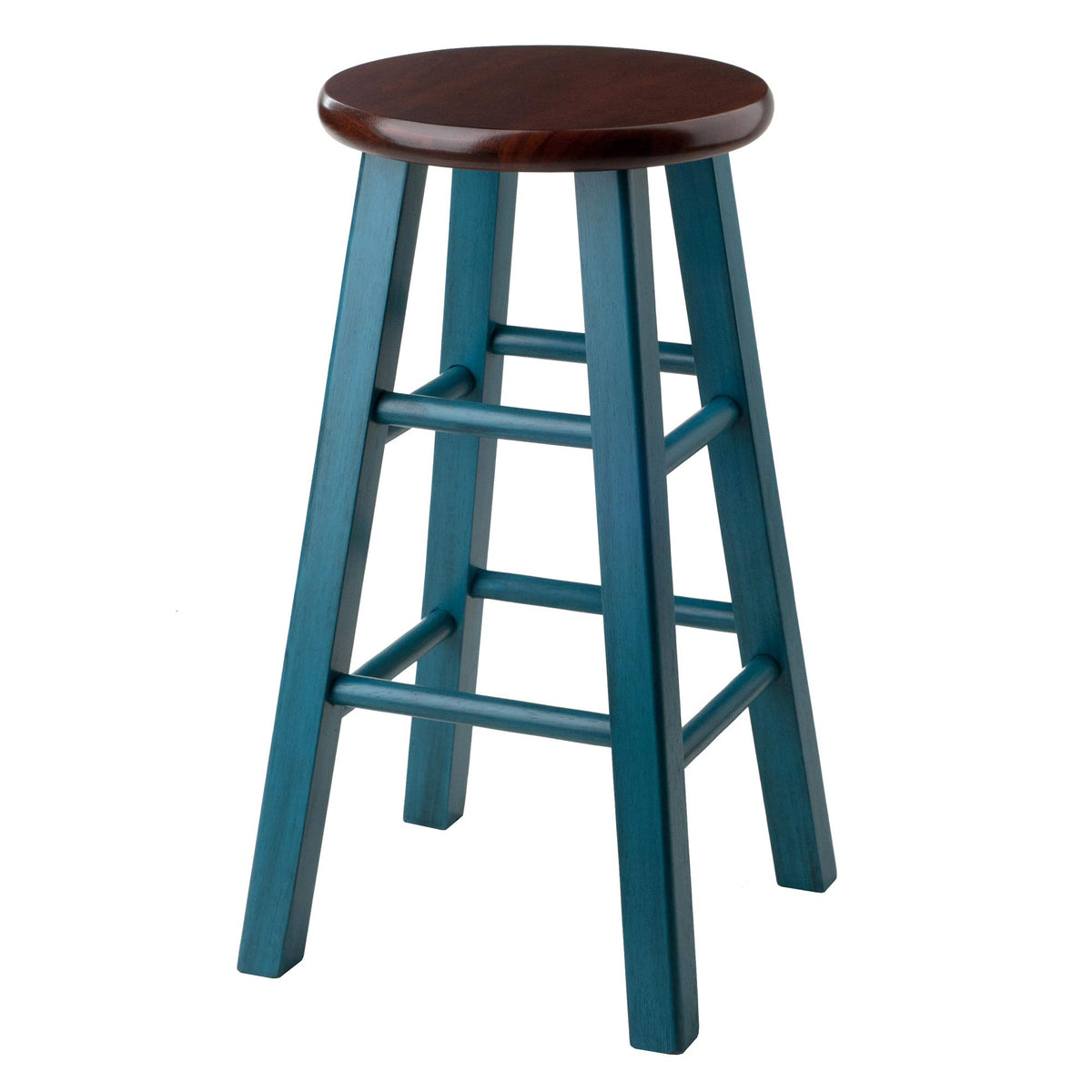 Rustic Teal Walnut Stool P186