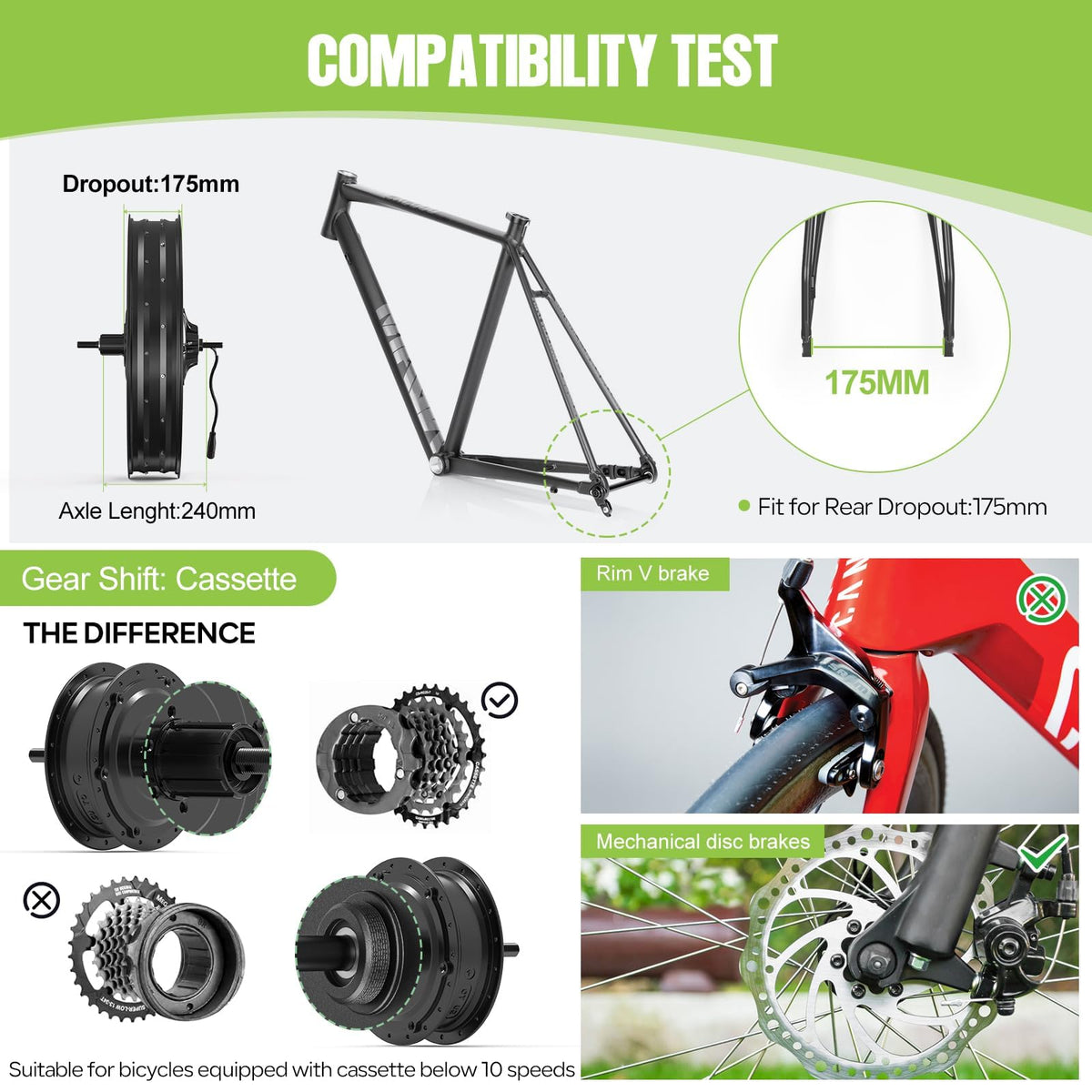 20" 26" 1000W Fat Tire Ebike Conversion Kit U535