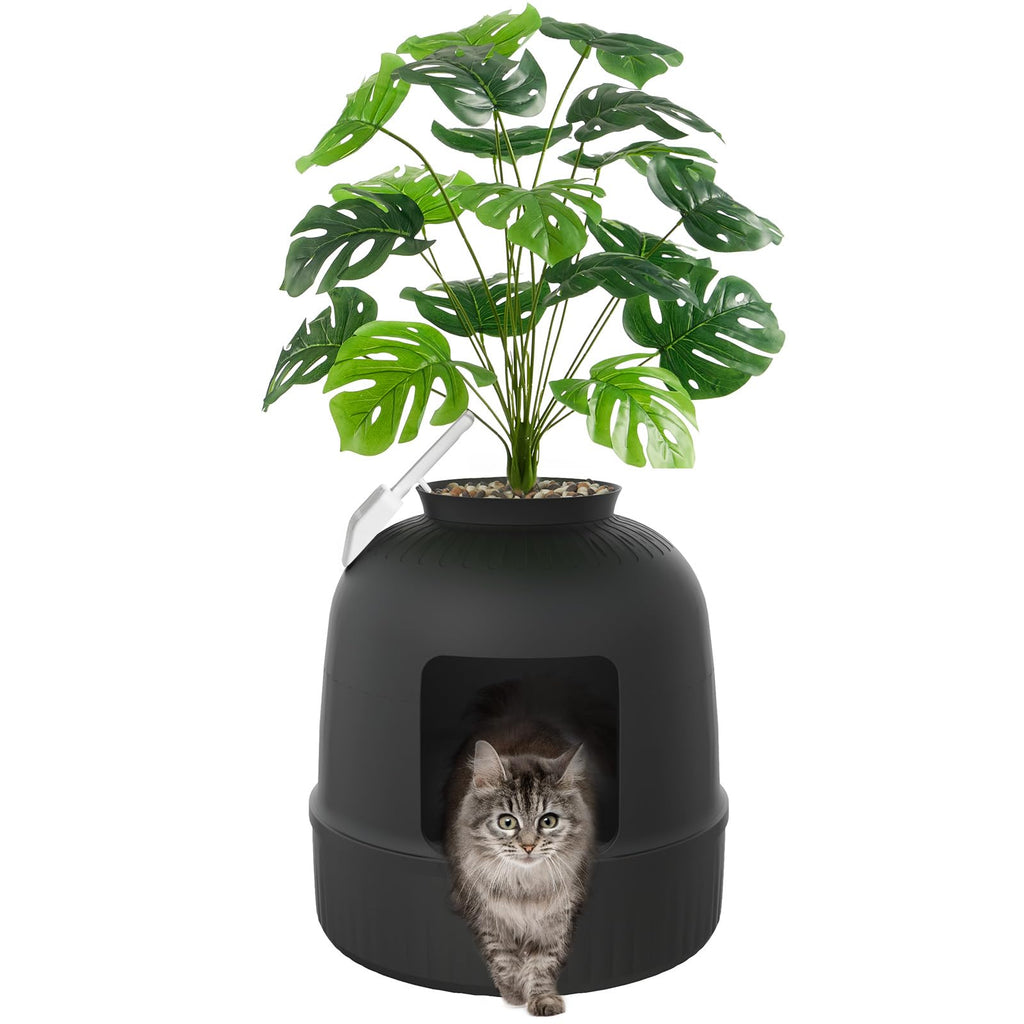 Black Cat Litter Box with Scoop W4320