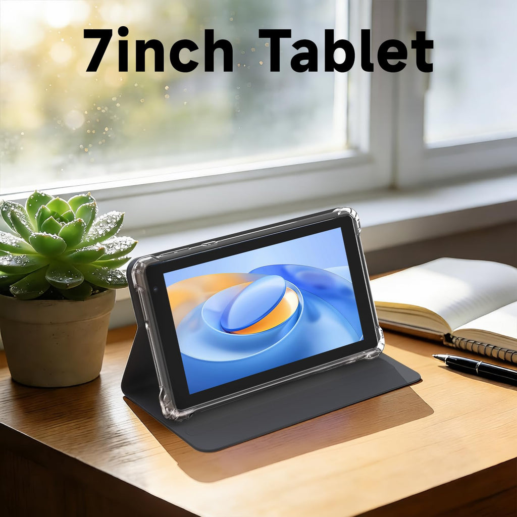 7 inch Android 14 Tablet with Case, 8GB RAM 32GB ROM, Black A111