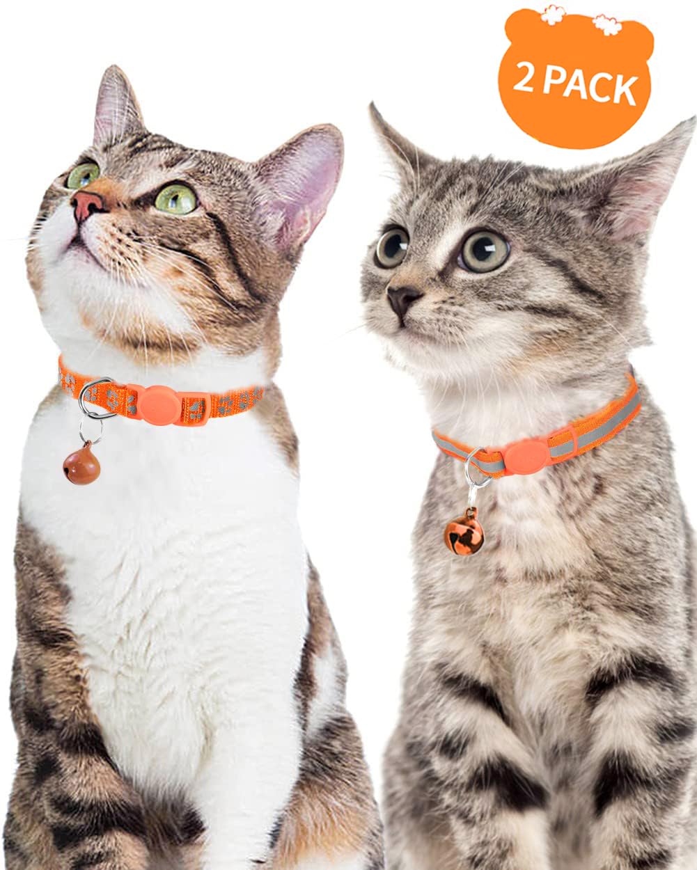 2 Pack Reflective Breakaway Cat Collar with Bell S678