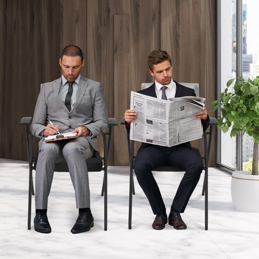 Grey Mesh Back Stacking Arm Chairs X90232