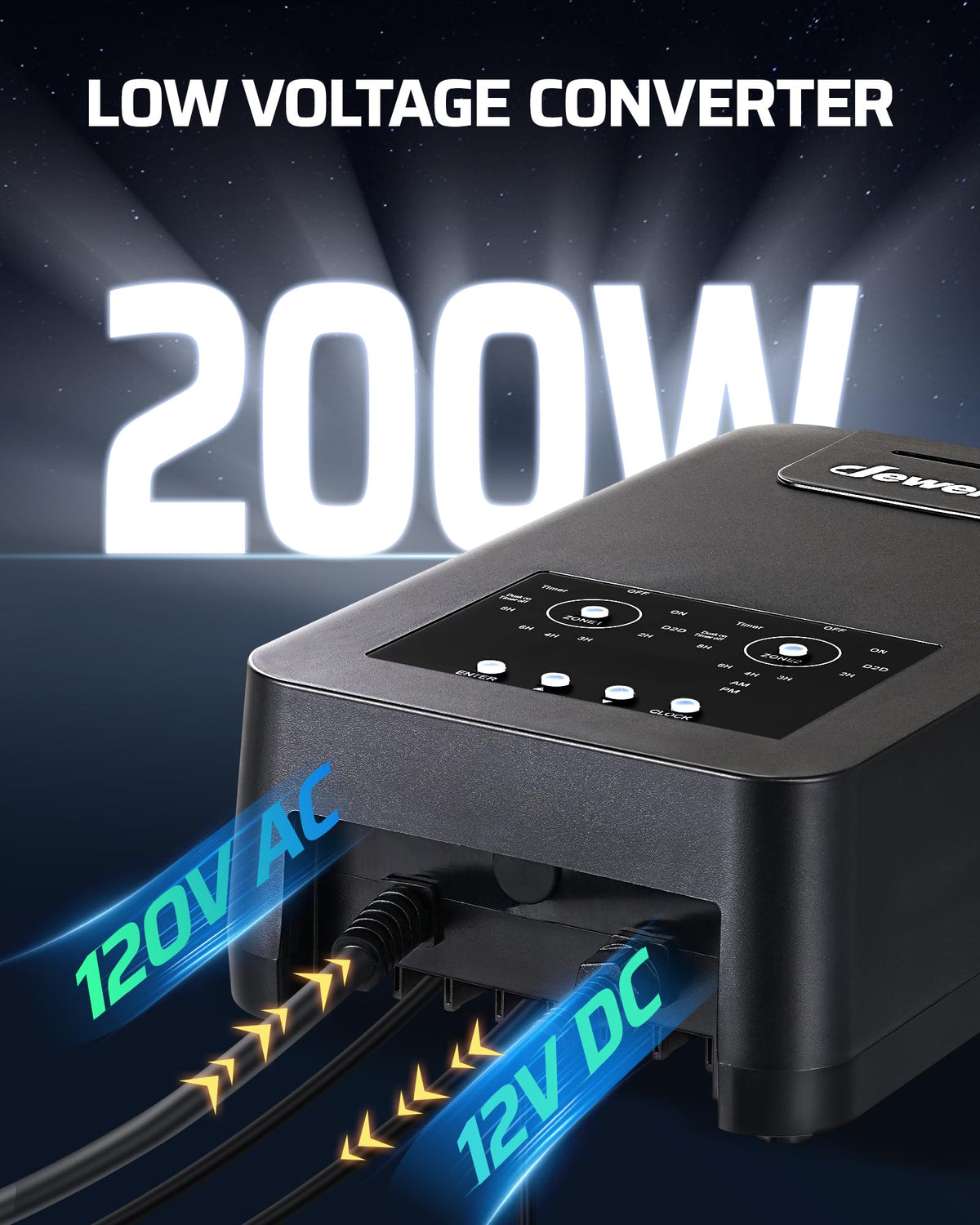 200W Low Voltage Landscape Transformer with 2 Zones T399606