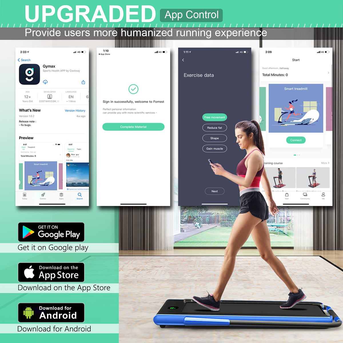 2 in 1 Under Desk Treadmill with Smart App W533