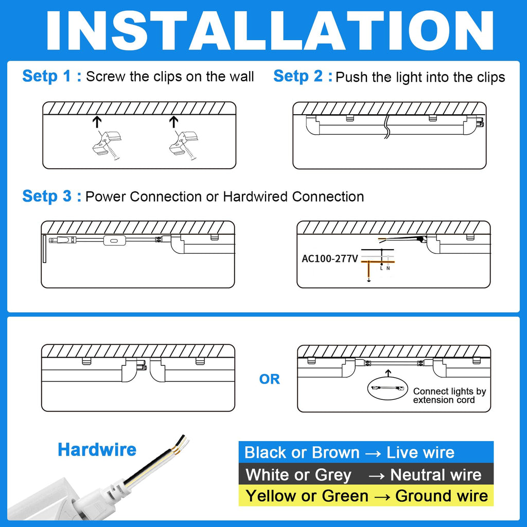 2FT 22W 3300LM 6000K Cool White Linkable LED Shop Lights S166724