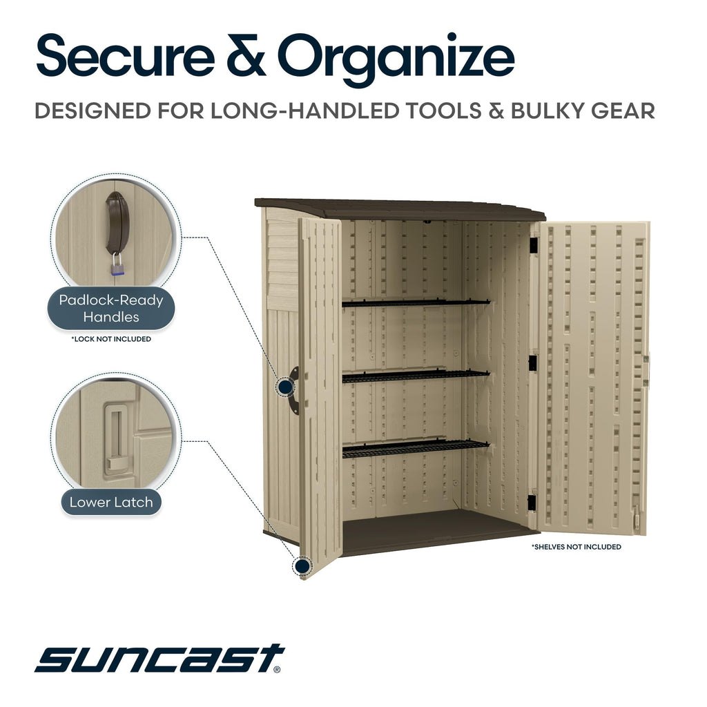 Water Resistant Resin Vertical Outdoor Storage Shed 54 cu. ft. J543182