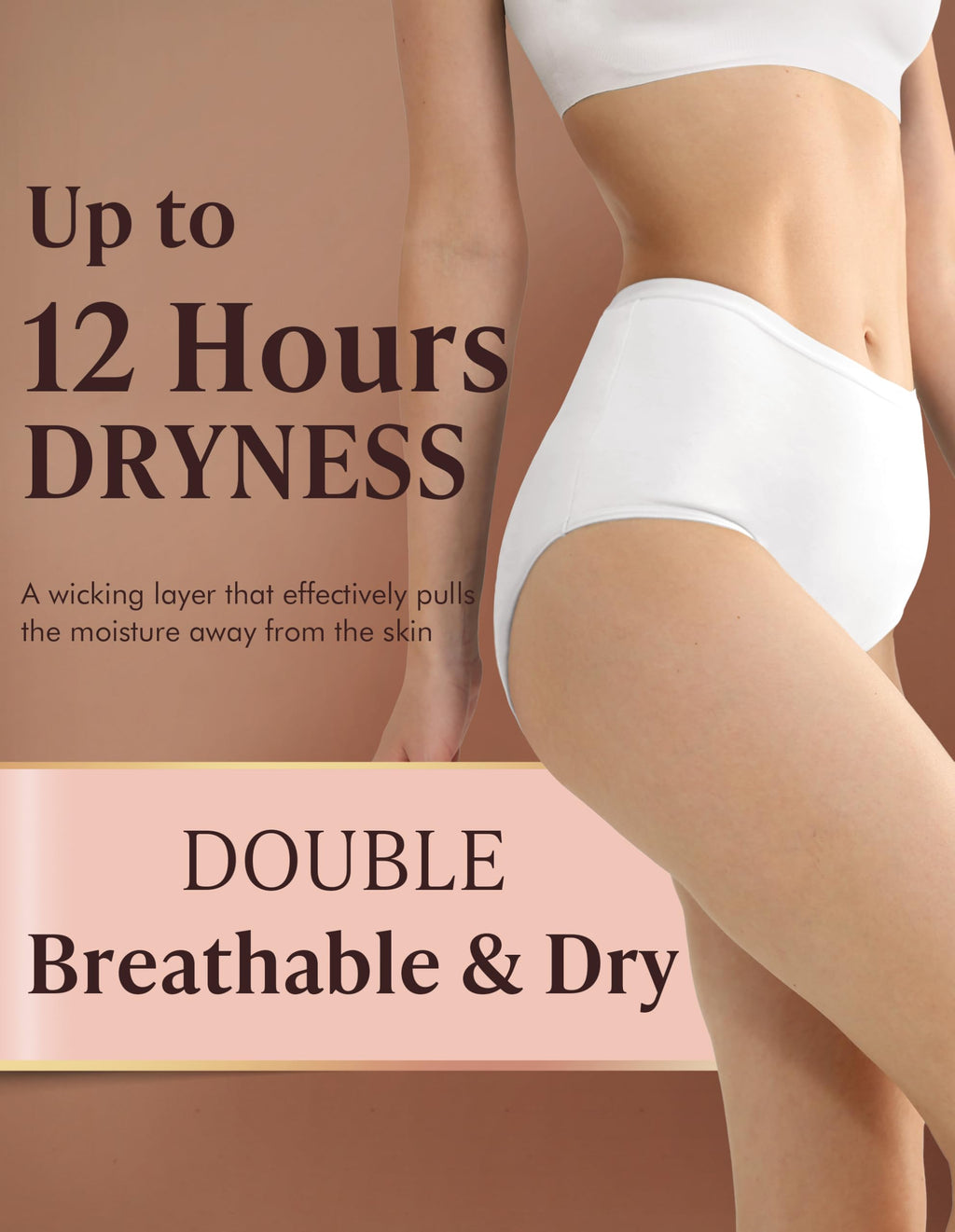 Washable Absorbency Urinary Incontinence Underwear for Women High Waist Leak Proof Panties 60ML, 3 Pack Beige White N6190