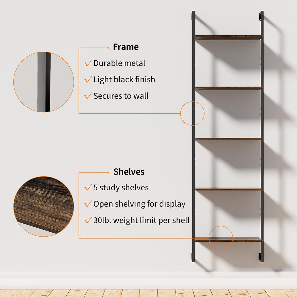 5 Tier Wall Mounted Bookshelf N8616