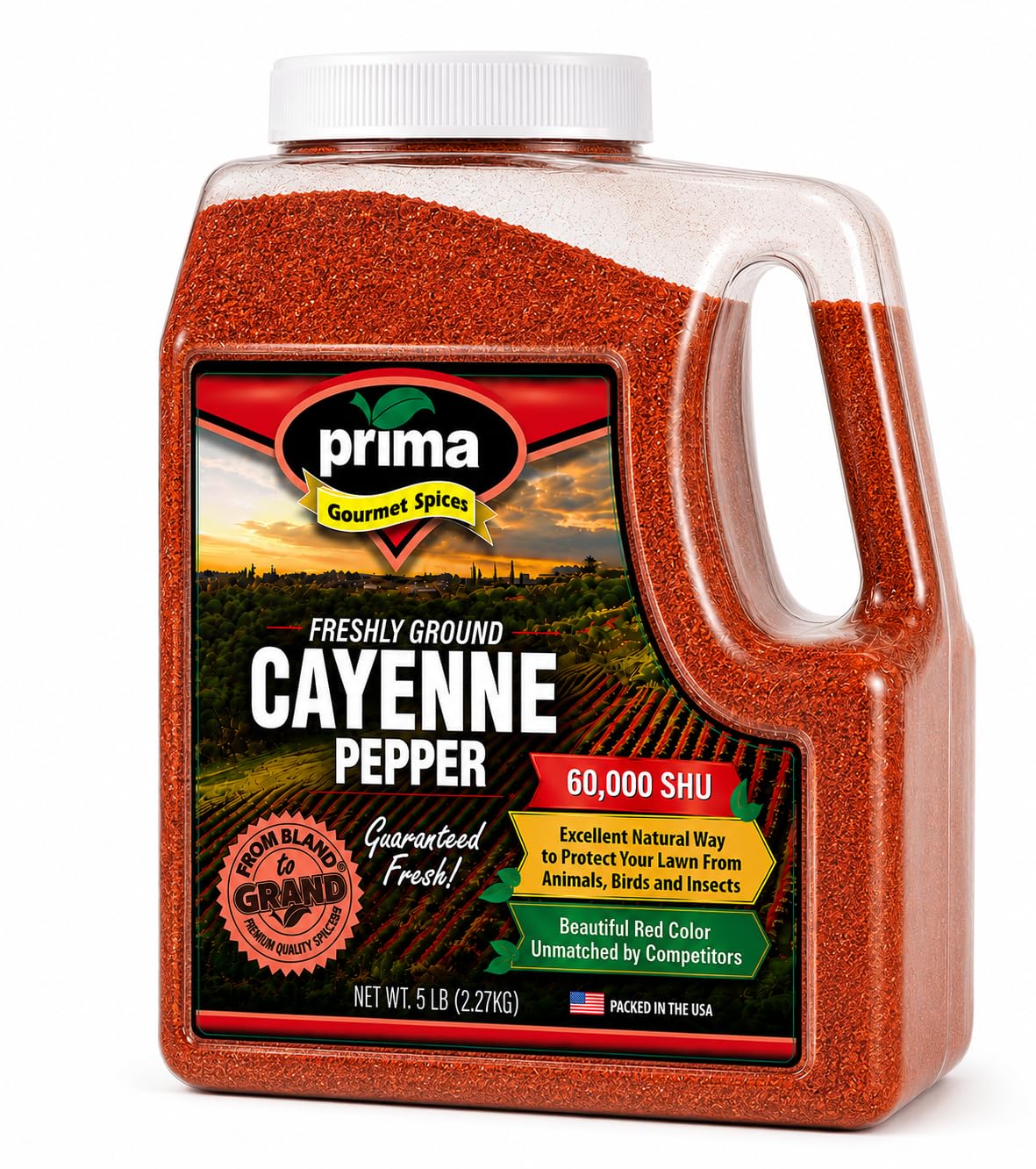 Cayenne Pepper Powder 5 LBS Bulk Kitchen Jug 60,000 SHU Extra Hot All Natural Gluten Free Red Ground Pepper X2109