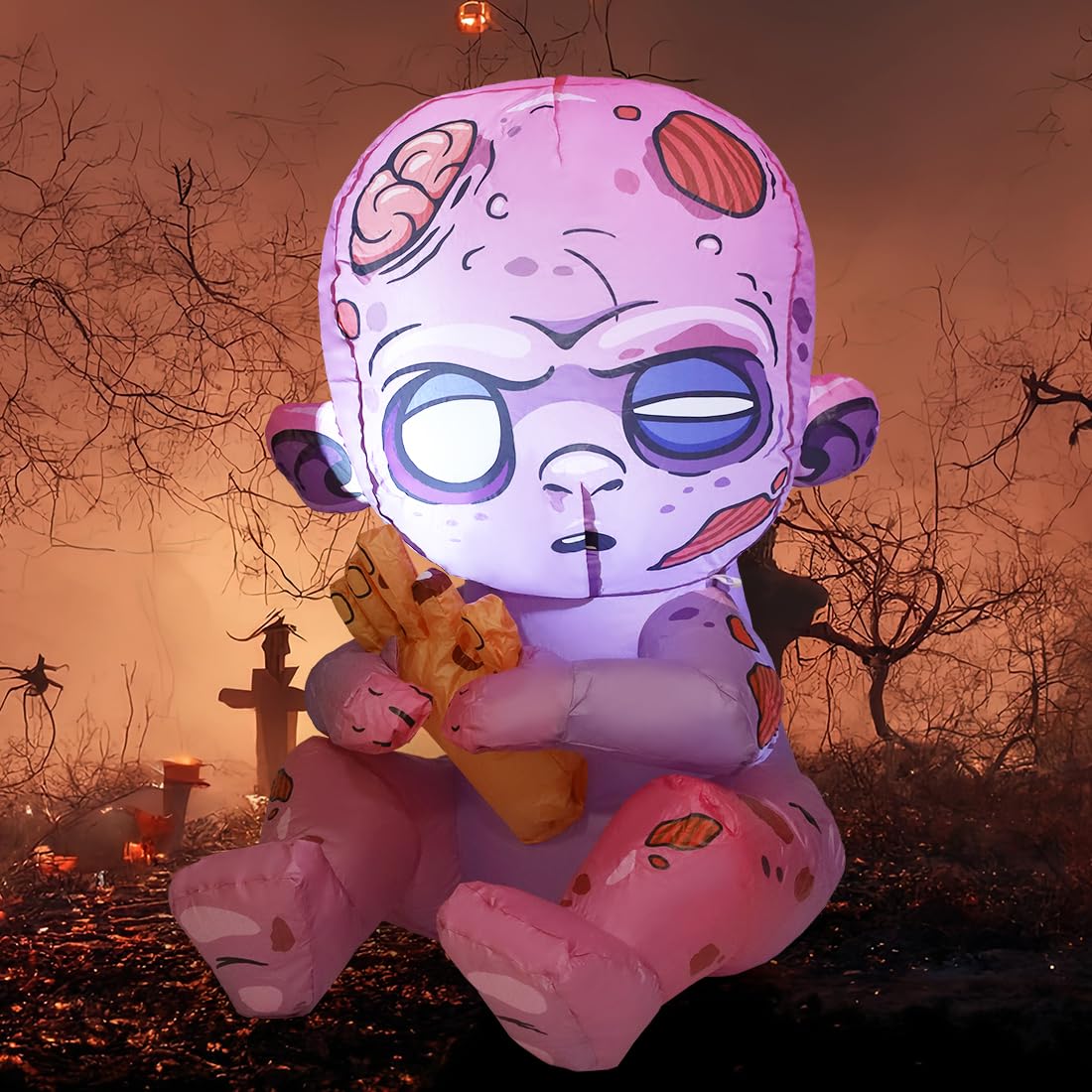 3 FT Halloween Inflatables Zombie with Built-in LEDs N1081