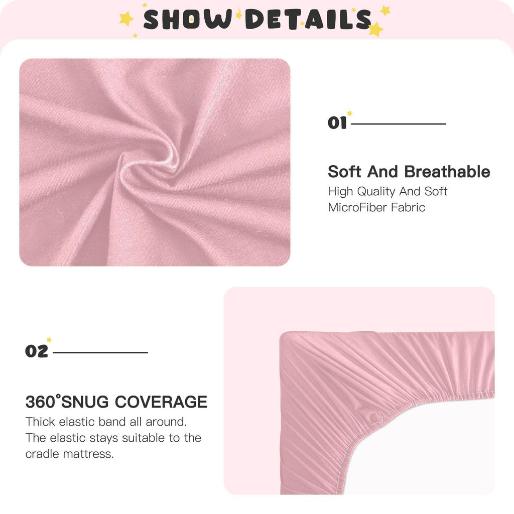 Pink Fitted Crib Sheet Microfiber F5045