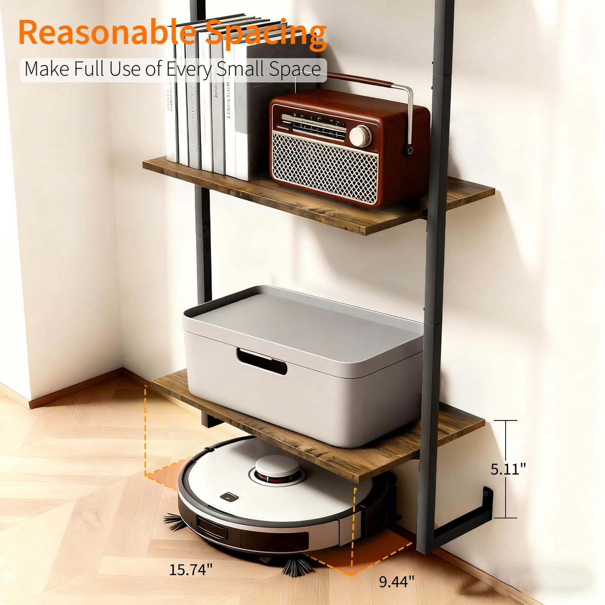 5 Tier Wall Mounted Bookshelf N8616