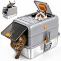 Stainless Steel High Sided Cat Litter Box with Lid L81568