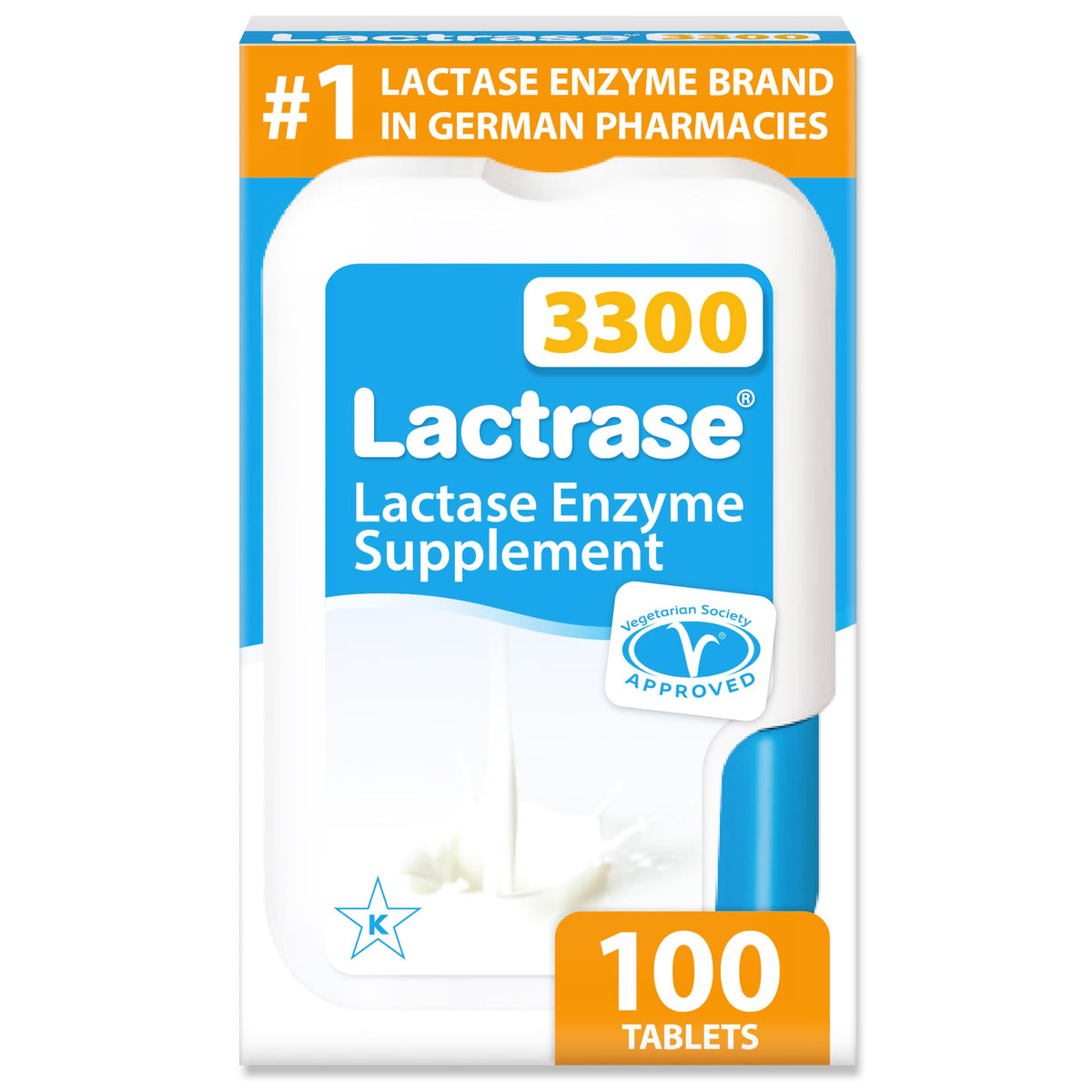 Lactrase Tablet Dispenser 3,300 FCC Lactase Units 100 Pills T2434