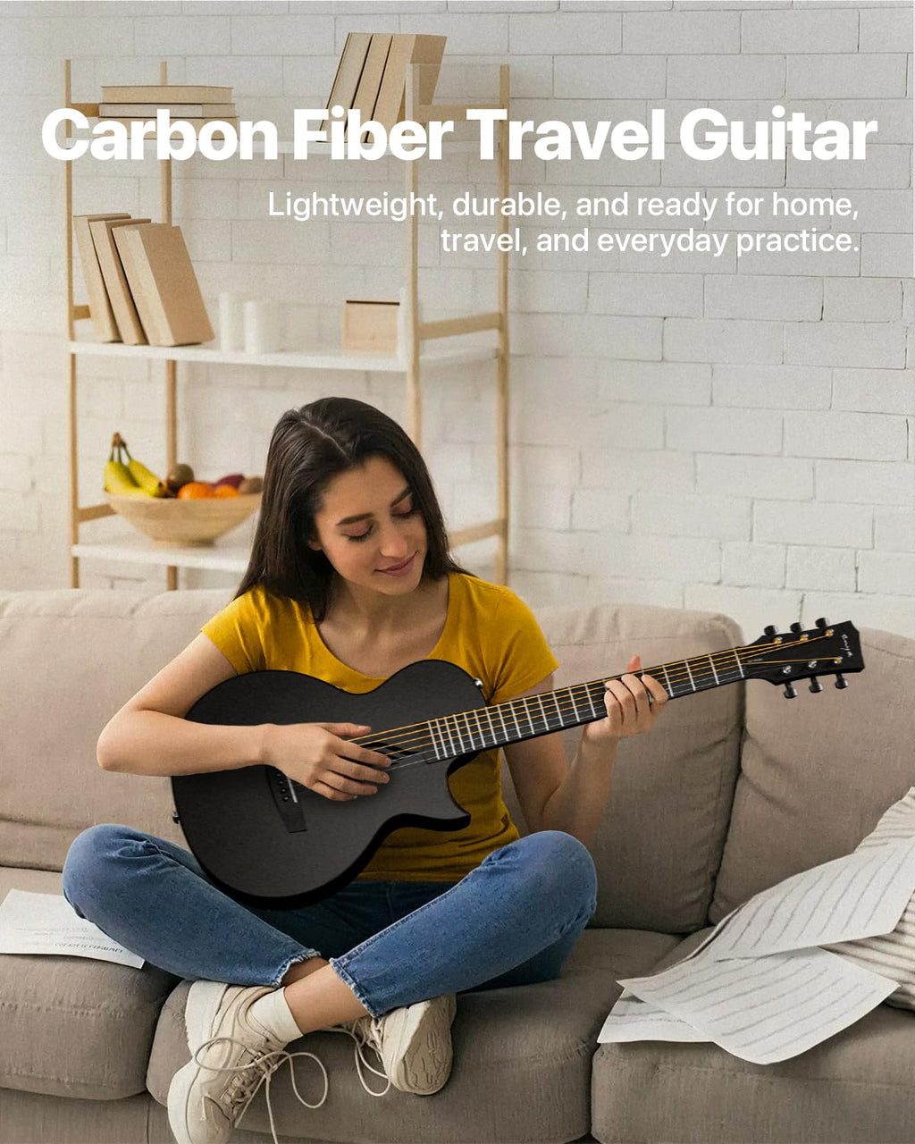 Carbon Fiber 35-Inch Smart Acoustic-Electric Travel Guitar N88303