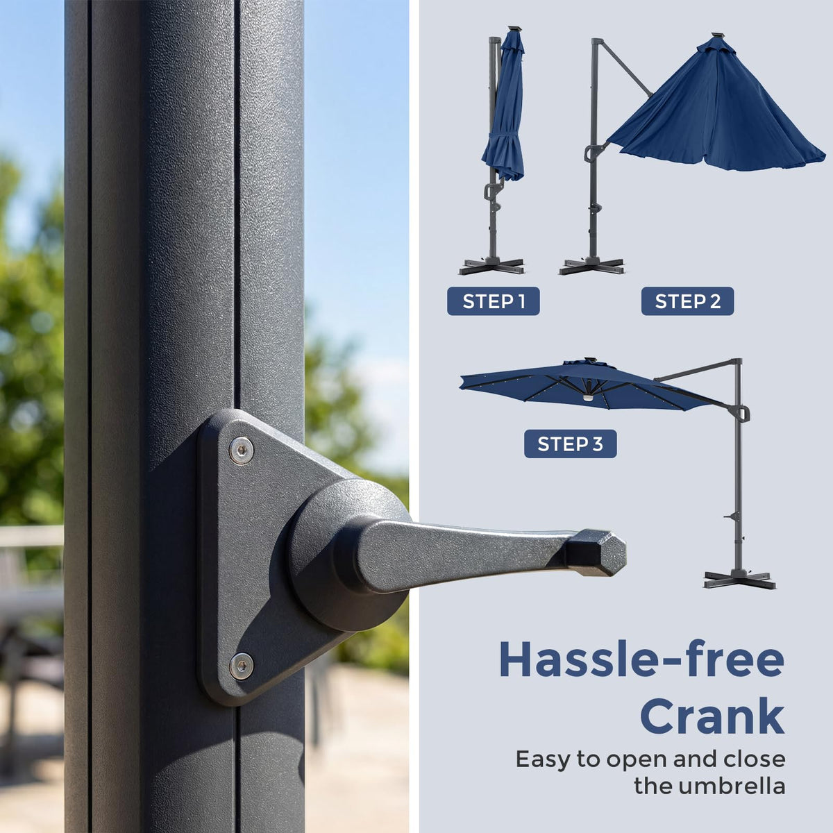 10ft Solar LED Offset Cantilever Patio Umbrella Z6661