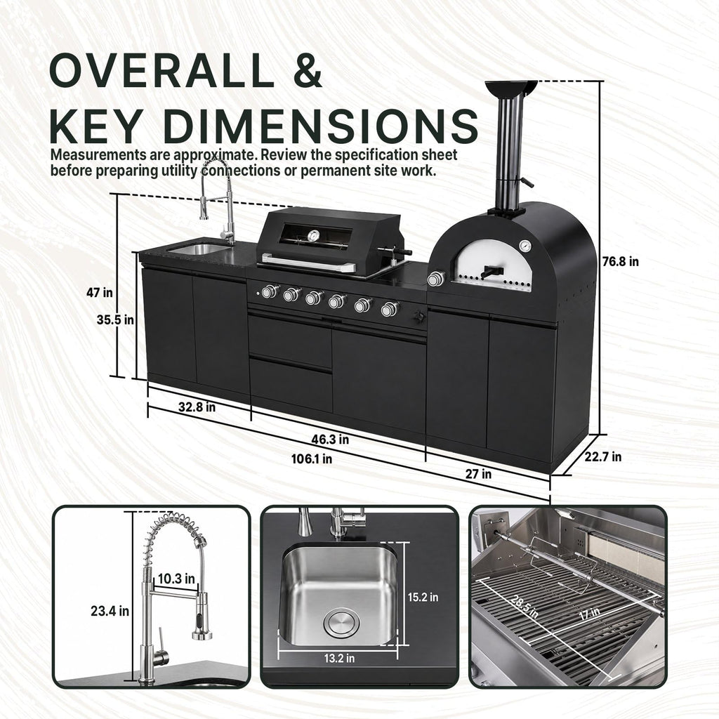 106" Propane BBQ Grill with Pizza Oven A670412