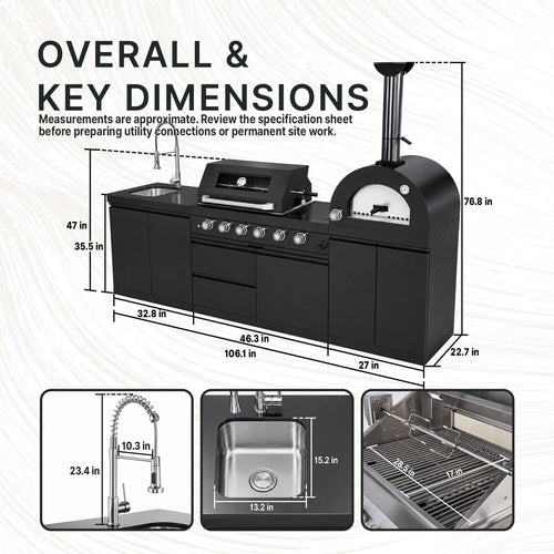 106" Propane BBQ Grill with Pizza Oven A670412